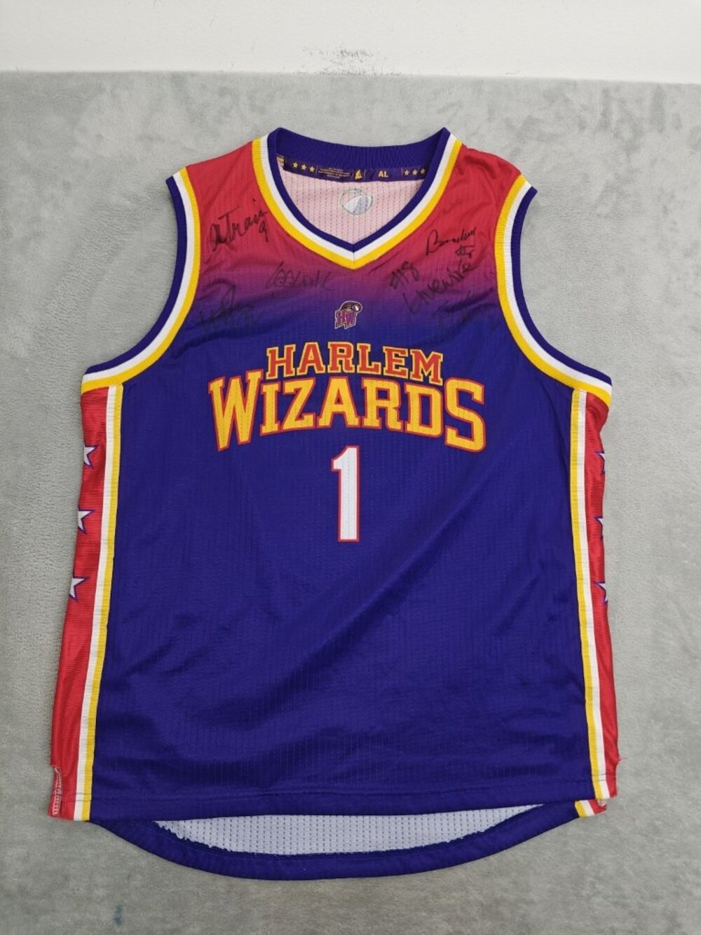 Harlem Wizards Adult Large Jersey #1 Signed Multiple Autographs Purple Red